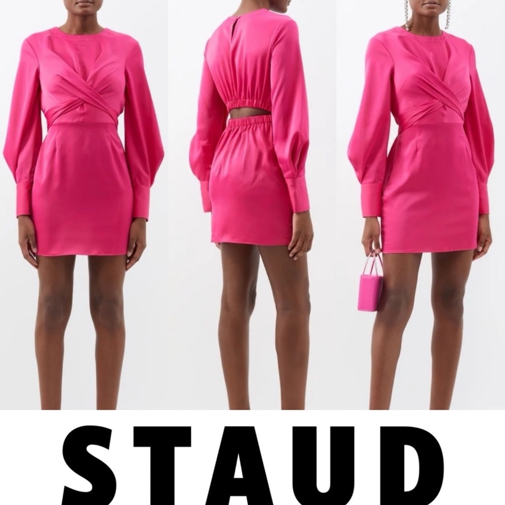 Staud
Crosshill long-sleeved satin mini dress SizeM $350